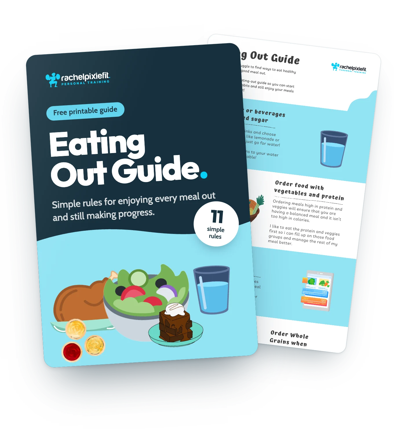 The Eating Out Guide cover, with its first page peeking out behind it